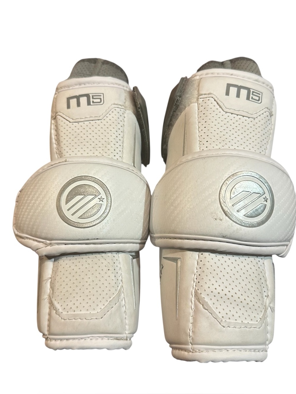 Maverik m5 Lacrosse Arm Elbow Pads White Grey Pair Sleeves Set Size Small